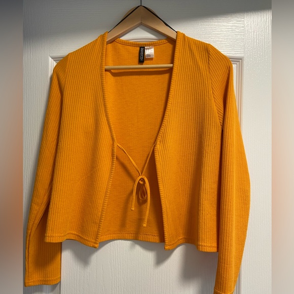 🧡 Orange Short Ribbed Jersey Cardigan - Picture 1 of 3